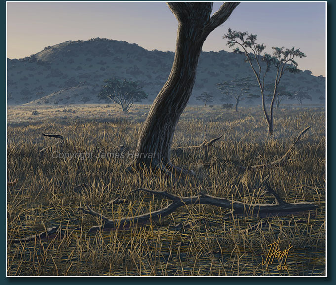 Detail view Serengeti trees and grass